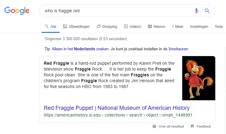 Featured snippet voorbeeld